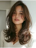 レイヤーロング20代30代40代レイヤーカット韓国ボブ顔周り稲毛
