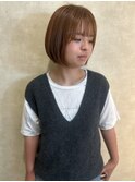 オレンジブラウン×ストレートボブ♪