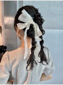 【ダブルポニーテール】/結婚式/二次会/同窓会/銀座/ヘアセット