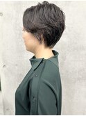 ＊大人女子くせ毛風黒髪ショートボブパーマショート30代40代2