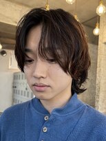 バイフィフス 原宿/表参道(by fifth)&nbsp;原宿メンズマッシュウルフ無造作シャドウパーマツーブロック黒髪