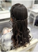 髪リボンハーフサイドアップ