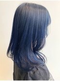 艶髪◎ミディアムレイヤーブルーダブルカラー韓国風くびれヘア