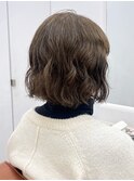 ボブパーマ カーキグレージュ ボブ