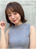 前髪 外ハネボブ 小顔 似合わせカット ダークブラウン"