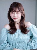 レイヤーカットレイヤーロングオリーブベージュ_F90143