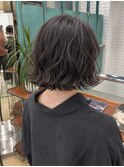 ミルクティーブロンド/ダークブルー/デジタルパーマ/横浜西口