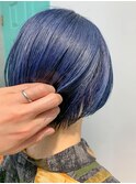 ショートボブ、ネイビーカラー、ネイビーブルー、ショートヘア