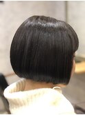 カーキグレージュマッシュショートボブフェザーバングヘナ(所沢)