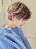 ウェットスタイル/大人女性の前髪なしハンサムショート/30代40代