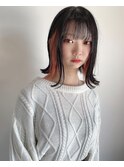 切りっぱなし外はねスタイル×ピンクインナー