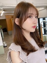 ハニーシブヤ(HONEY shibuya)&nbsp;大人可愛い20代30代40代小顔内巻きレイヤー×ショコラベージュ