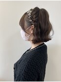 編み込みカチューシャ/編み込みヘア/結婚式ヘア