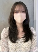 フェイスレイヤーカットシースルー前髪艶髪ロングヘア