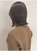 20代30代ナチュラルくびれミディアム切りっぱなしボブグレージュ