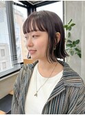 ワイドバング、外はねボブ、切りっぱなしボブ、アッシュブラウン