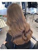 韓国ヘア顔周りレイヤーミルクティーベージュグレージュカラー