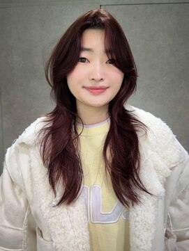 シェノン 表参道(CHAINON) ロングハッシュカット　レイヤーカット　レッドブラウン