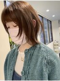 ボブウルフ グレージュカラー ココアベージュカラー
