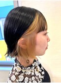 ワイドバング外ハネボブ×ゴールドベージュインナーカラー/熊本