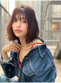 大人かわいい前髪セシルカットココアブラウンフリンジウェーブ
