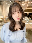 ■ 前髪アンブレラカラーこなれミディイメチェンウェーブパーマ