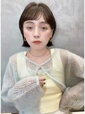 前髪カット顔まわりくびれレイヤー外ハネミディボブ