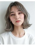 ナチュラル外はねボブ/ダブルカラー/グレージュ/20代30代40代