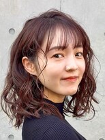 ヘレナトウキョウ(Helena Tokyo)&nbsp;ロブ/ミディアムボブ/ルーズパーマ/マゼンダカラー/ロングボブ/