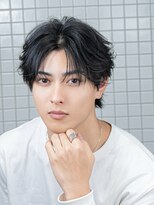 エイド 本店(aid)&nbsp;ラウンドシースルーコンマバングショート × フェザーパーマ