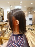 【インナーカラー×切りっぱなしボブ】