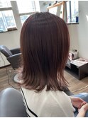 大人可愛い外ハネヘアパープルピンク