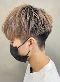 マッシュインナーカラーブリーチダブルカラー韓国センターパート