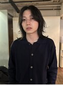 メンズボブウルフメンズミディアムレイヤーカットメンズウルフ