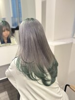 カラ 京都河原町(Kala)&nbsp;グレー×グリーン/デザインカラー/レイヤーカット