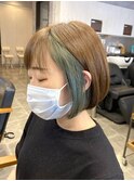大人かわいいショコラアッシュインナーグリーン【池袋/ボブ】