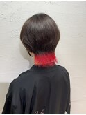 ウルフカット×襟足インナーレッド推しカラー池袋東口