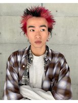 メンズレコ 渋谷(MEN'S LECO)&nbsp;ブルーブラックフェザーパーマ刈り上げセンターパート