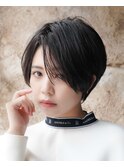 大人可愛い20代30代40代黒髪前下がりショートボブ丸みショート◎