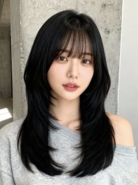 ハイライトクラゲヘアミニボブ成人式パーマミディアム裾カラー