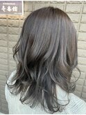 グレーグラデーション×ミディアム×透け感カラー