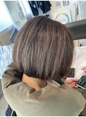 脱白髪染めハイライト グレージュ