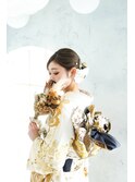 大人綺麗際立つ花×水引のヘアセット