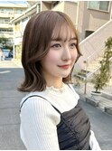 ブリーチなしマロンベージュ韓国風美髪くびれ巻きエアリーロング