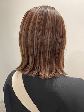 オーストヘアーフィガロ 本通り店(Aust hair Figaro) 外ハネミディ×ハイライト広島本通/美容院/Aust hair