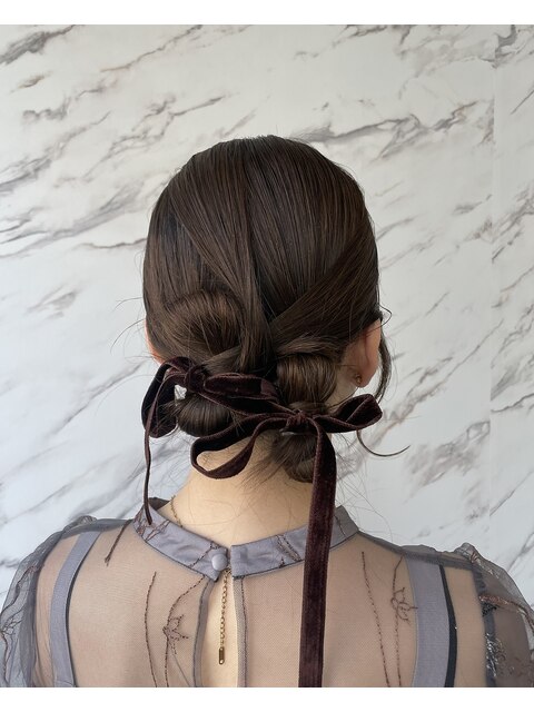 リボンヘアアレンジ