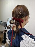 ツイン編みおろし×袴着付け