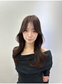 前髪ありグレージュ似合わせカット韓国ウェーブミディアム銀座