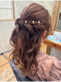 華やかパールルーズハーフアップドレスヘア☆結婚式お呼ばれ