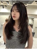 韓国ヘアーハッシュカットレイヤーカットグレージュブリーチ無し